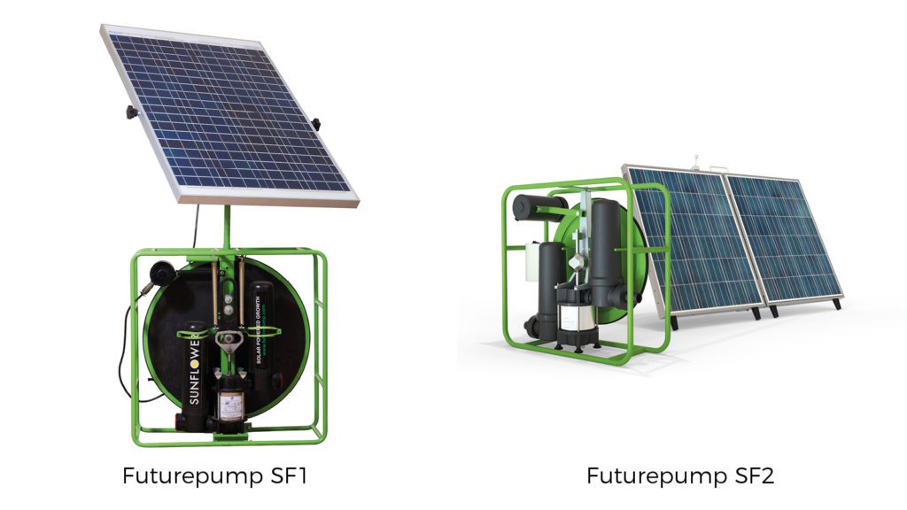 Farmer led irrigation: The Futurepump SF1 next to the Futurepump SF2
